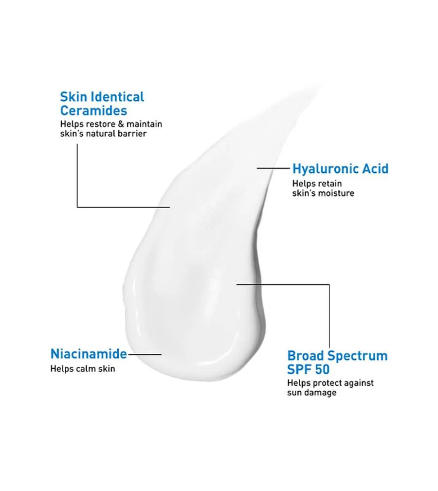 CeraVe AM Lotion Hydratante Visage SPF 50 – Hydratant Visage avec Écran Solaire (89 ml)