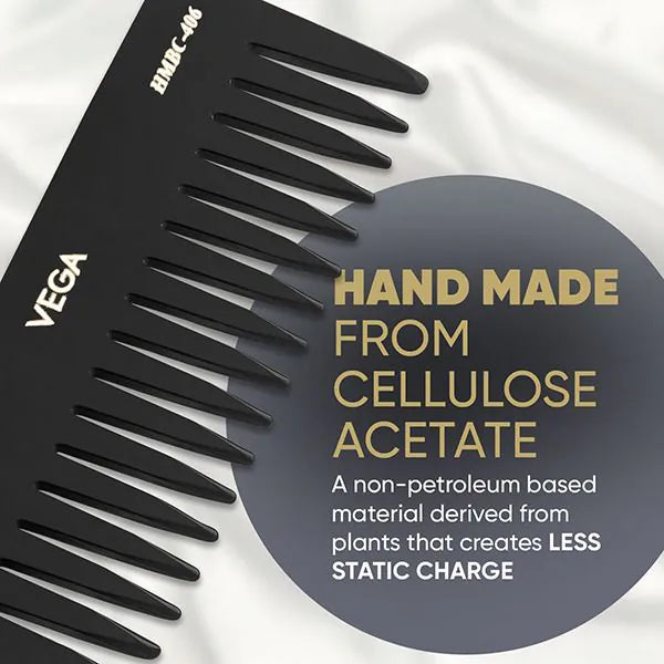 Peigne VEGA Fait Main Noir HMBC-406 – Peigne Démêlant Anti-Statique Doux