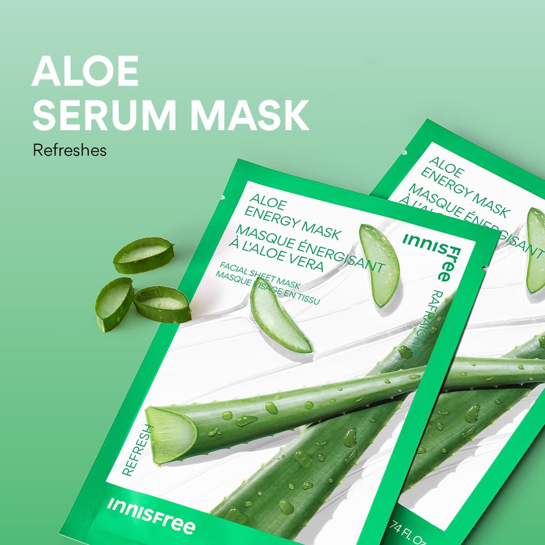 Masque en tissu Innisfree à l'aloe vera – Hydratant et Apaisant – 22 ml