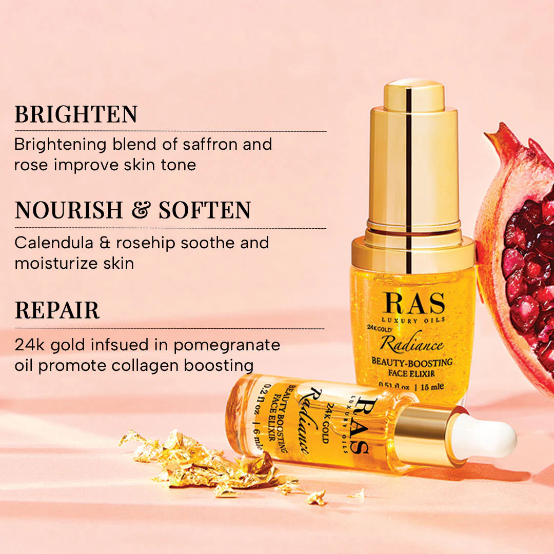 RAS Luxury Oils 24K Gold Radiance Beauty Boosting Face Elixir - 15ml