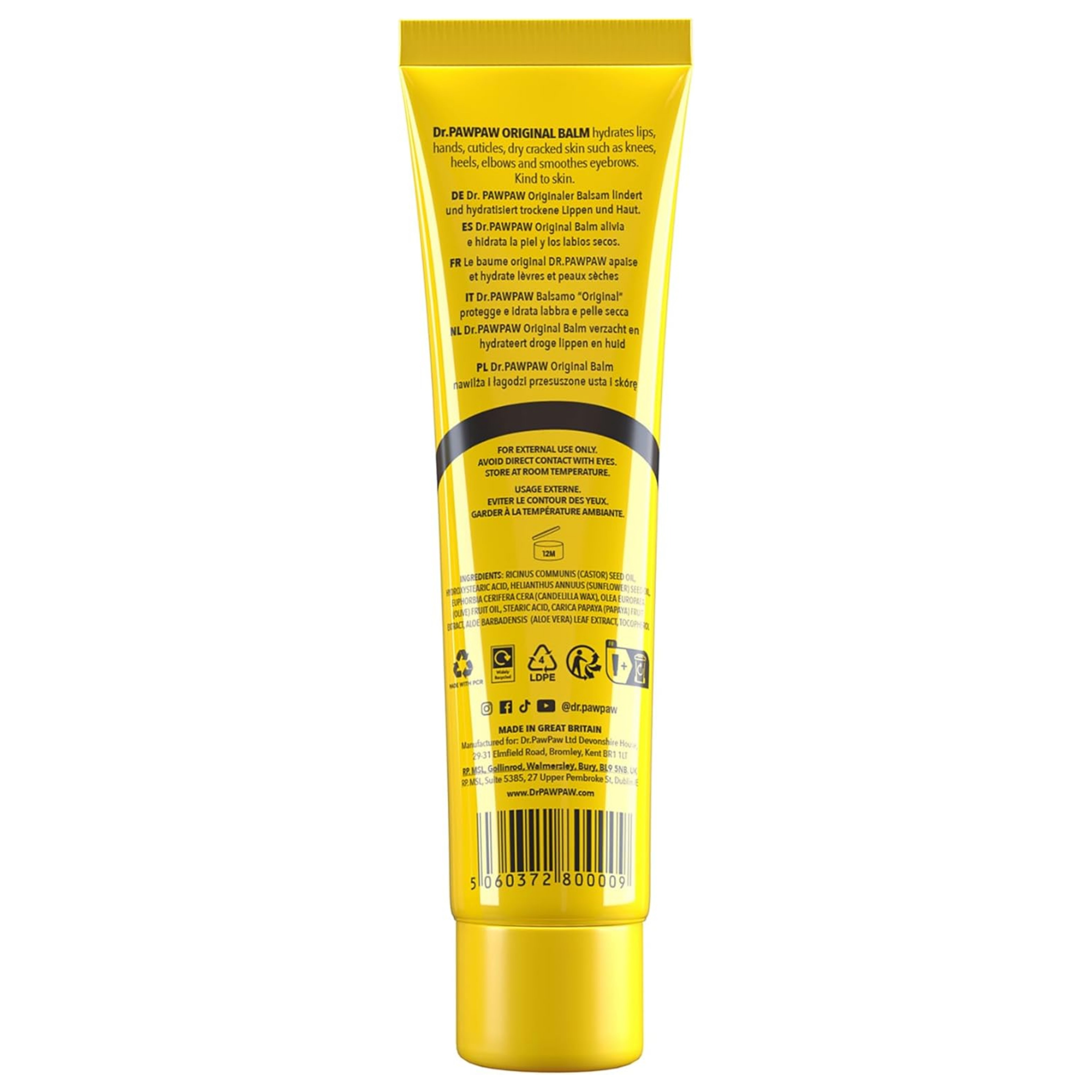 Baume à Lèvres Transparent Original Dr. PawPaw – 25 ml