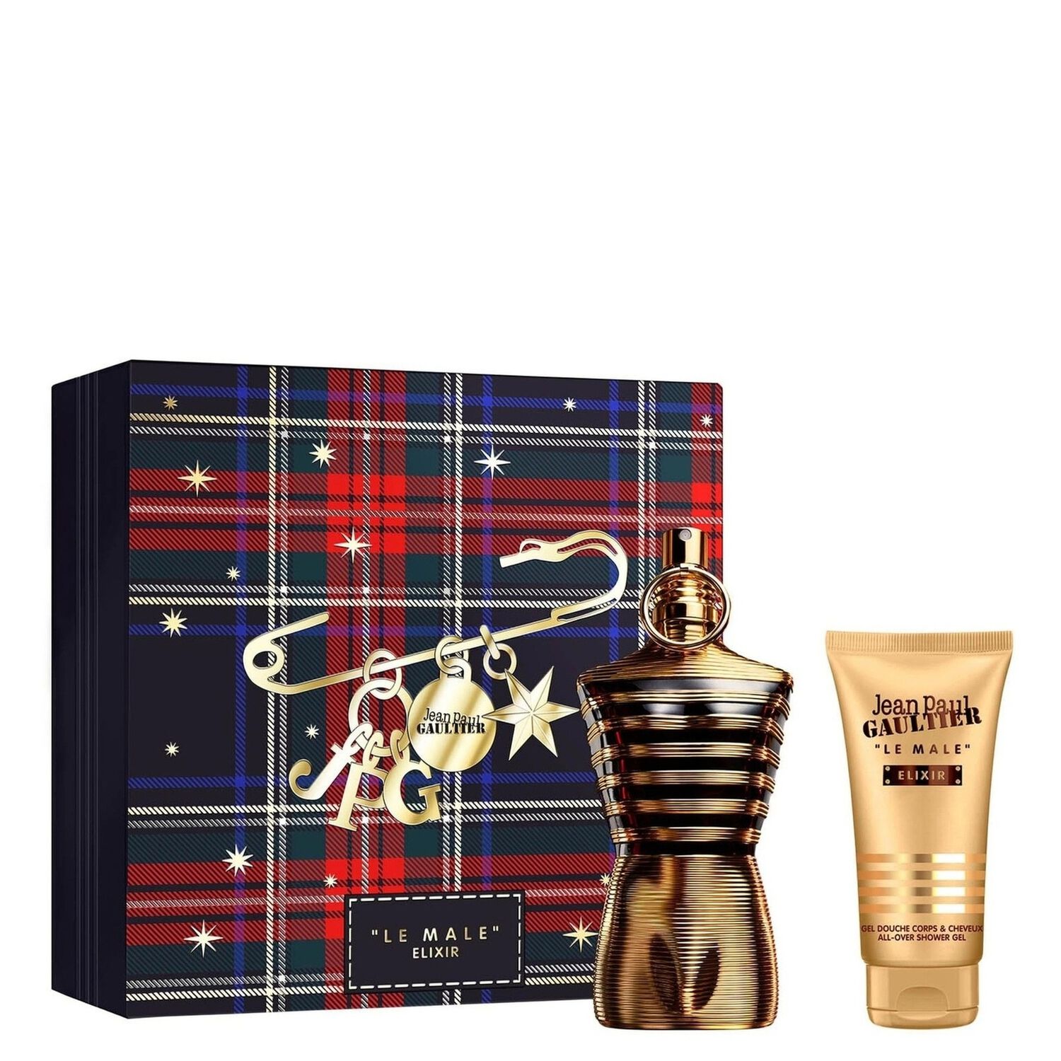 JEAN PAUL GAULTIER LE MALE ELIXIR Gift Set – 125ml Parfum + 10ml Travel Spray + 75ml Shower Gel