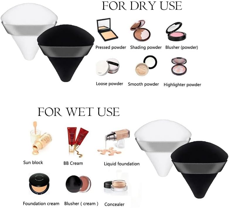 Bronson Professional Pizza Puff Triangle Makeup Sponge (2 Pcs) – Soft Beauty Blender for Flawless Application