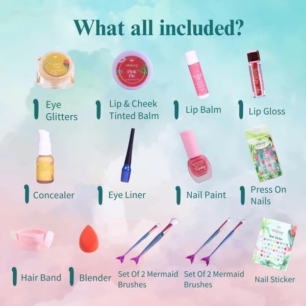 Whimsy Trousse de voyage beauté Licorne sûre et bio pour adolescents, 13 pièces - 500 g