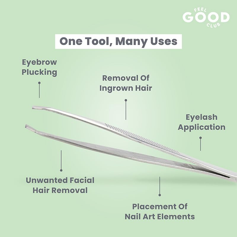 Pince à épiler de précision biseautée Feel Good Club pour l'épilation du visage et des sourcils - 11 g