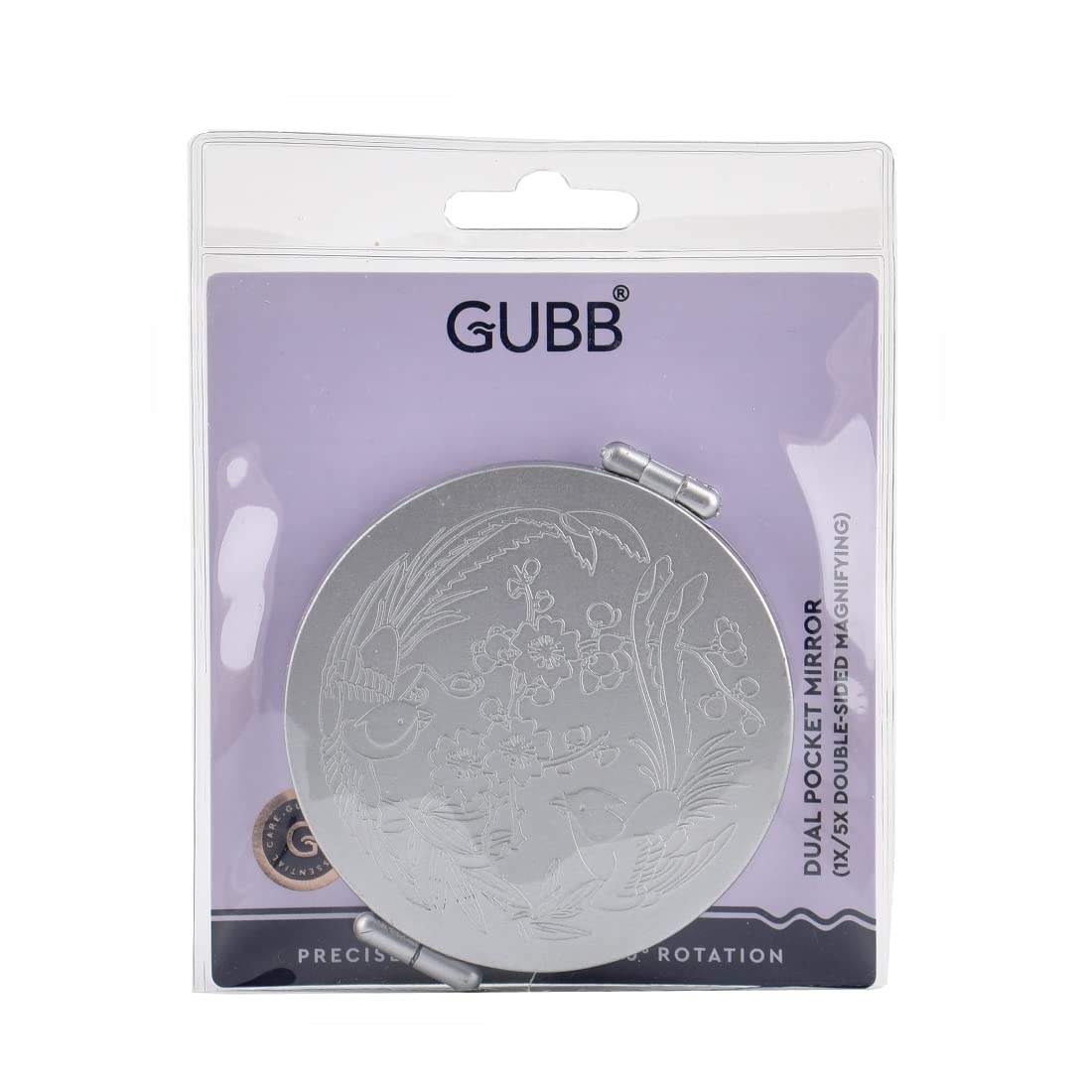 Miroir de voyage GUBB Miroir de sac à cosmétiques compact – Grossissement 5X (argent)
