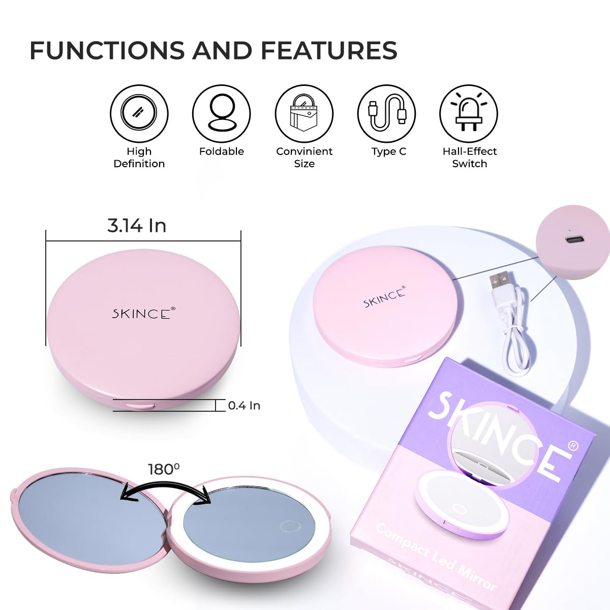 Miroir LED Compact SKINCE