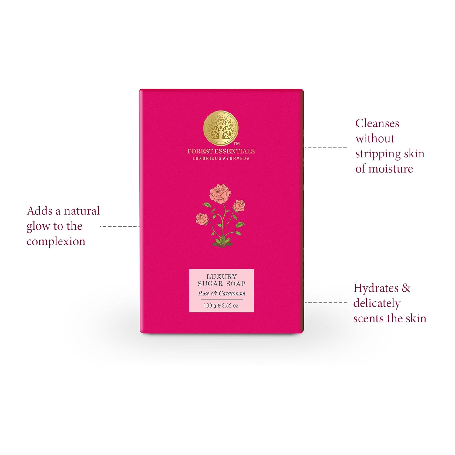 Forest Essentials Rose & Cardamom Handmade Ayurvedic Soap - 100g