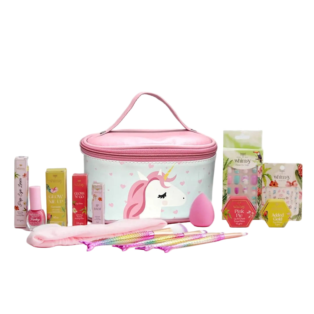 Whimsy Trousse de voyage beauté Licorne sûre et bio pour adolescents, 13 pièces - 500 g