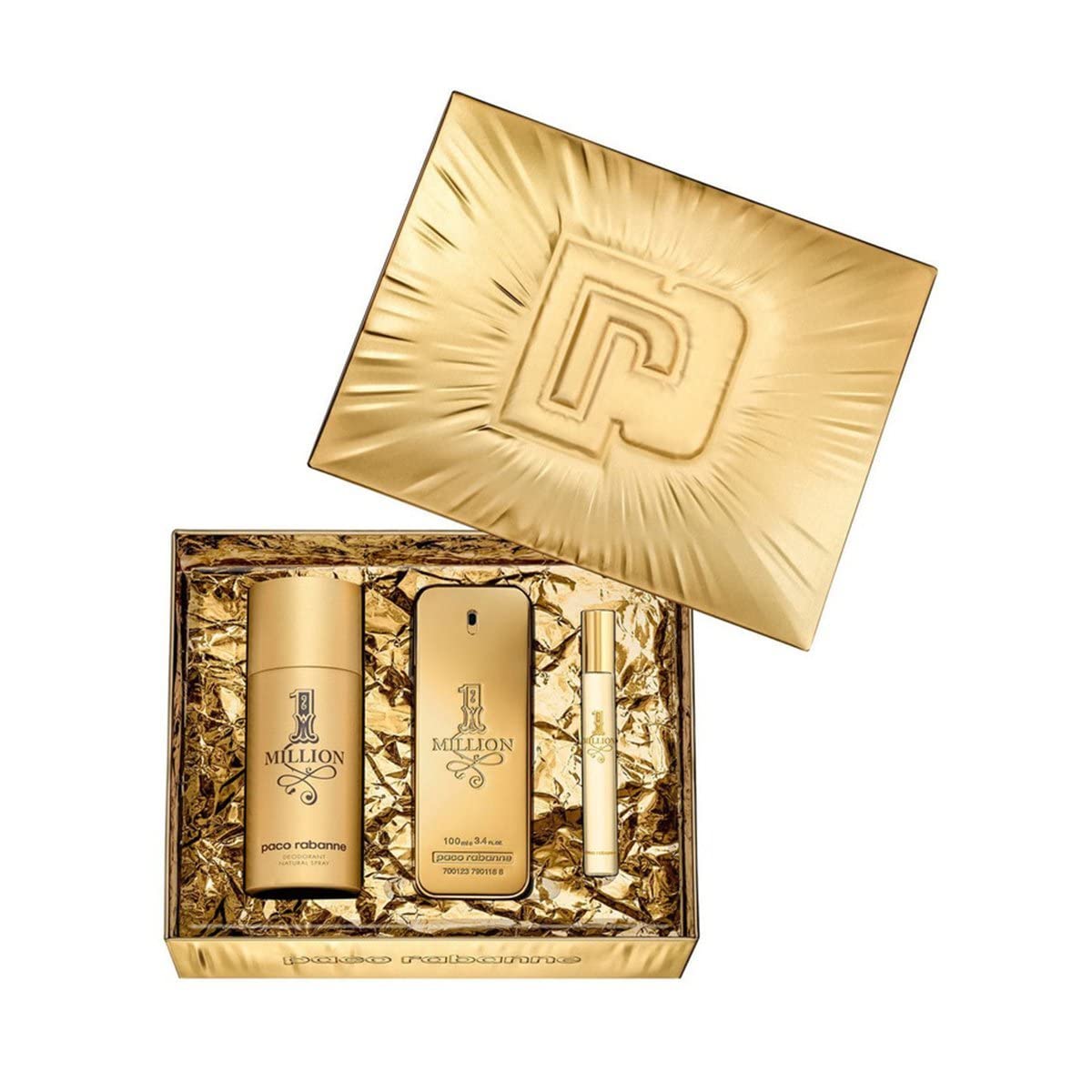 PACO RABANNE 1 MILLION Gift Set – 100ml EDT + 10ml Travel Spray + 150ml Deodorant