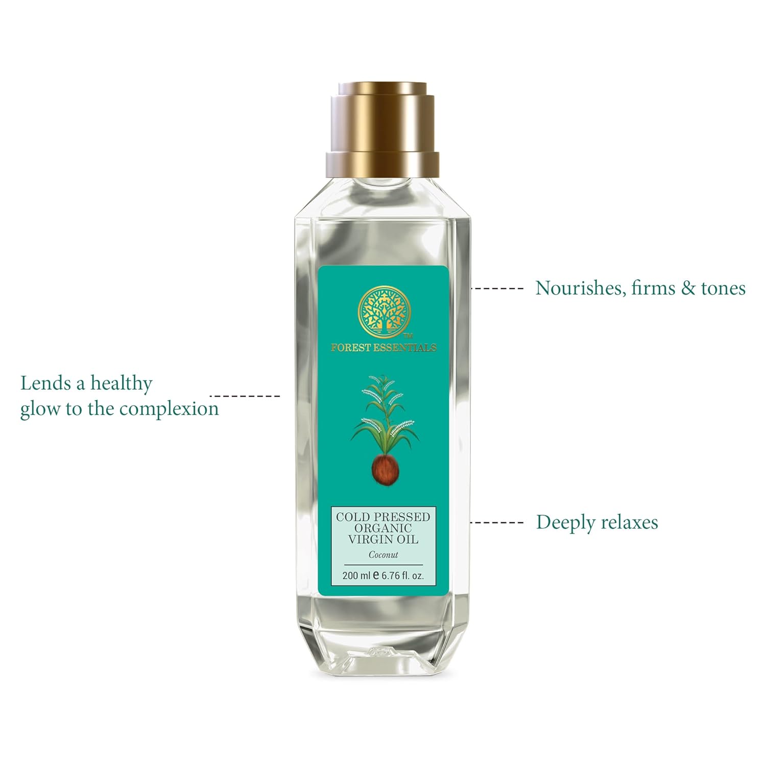 Forest Essentials Organic Pure Cold Pressed Virgin Coconut Oil 100% Pure and Natural - 200ml