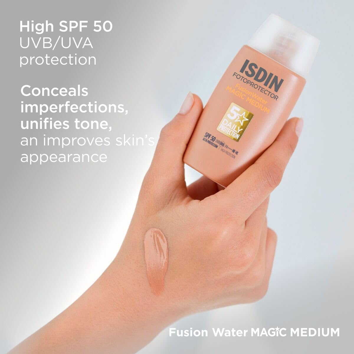ISDIN Fusion Water Magic Color SPF 50 Medium – Tinted Facial Sunscreen 50ml