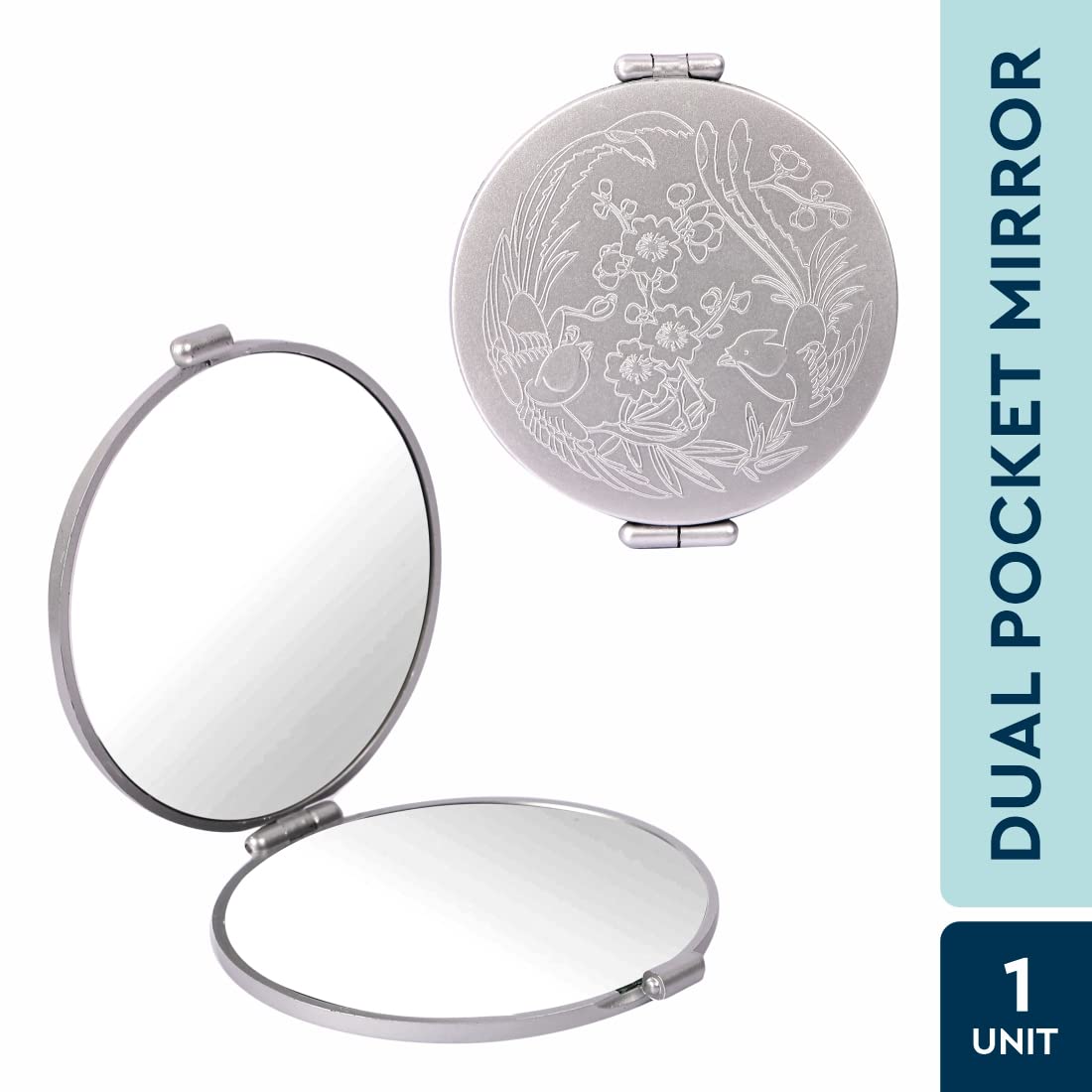 Miroir de voyage GUBB Miroir de sac à cosmétiques compact – Grossissement 5X (argent)