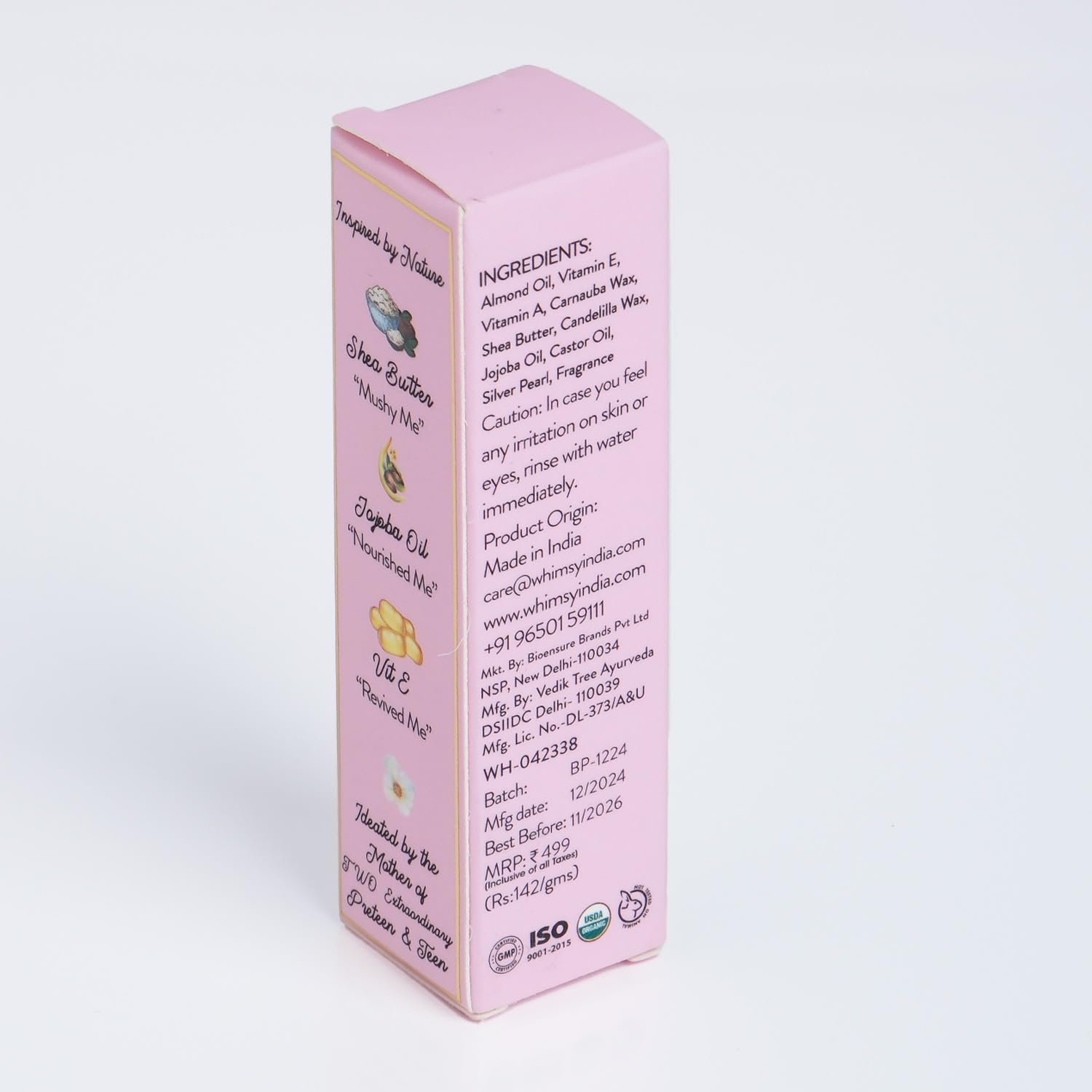 Brillant à lèvres léger non collant Whimsy pour enfants et jeunes filles - Rose bébé