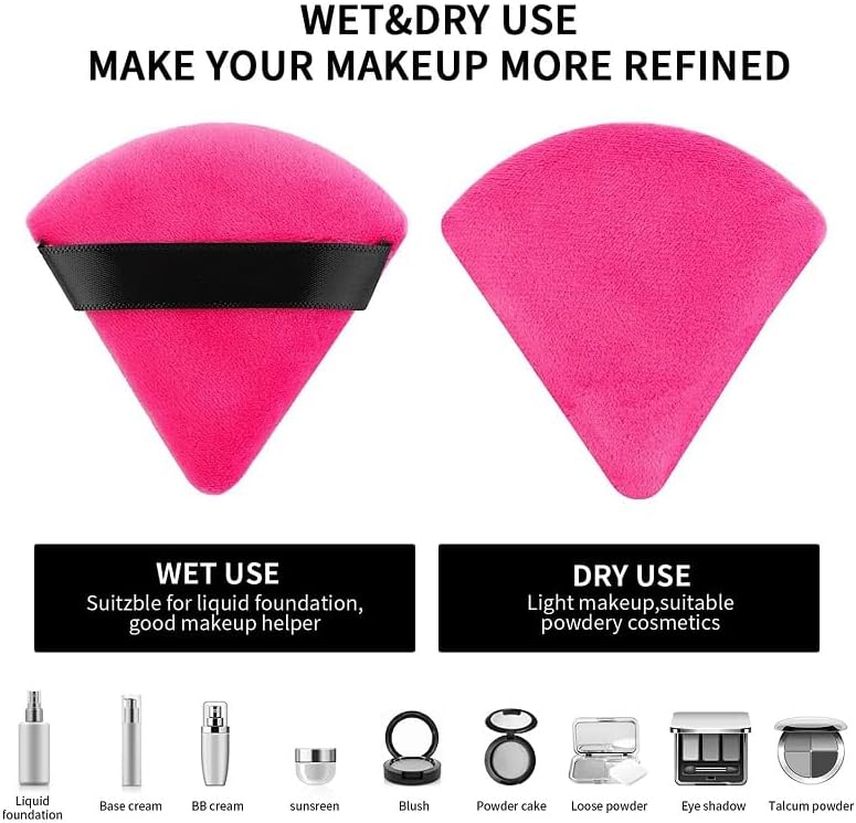 Bronson Professional Pizza Puff Triangle Makeup Sponge (2 Pcs) – Soft Beauty Blender for Flawless Application
