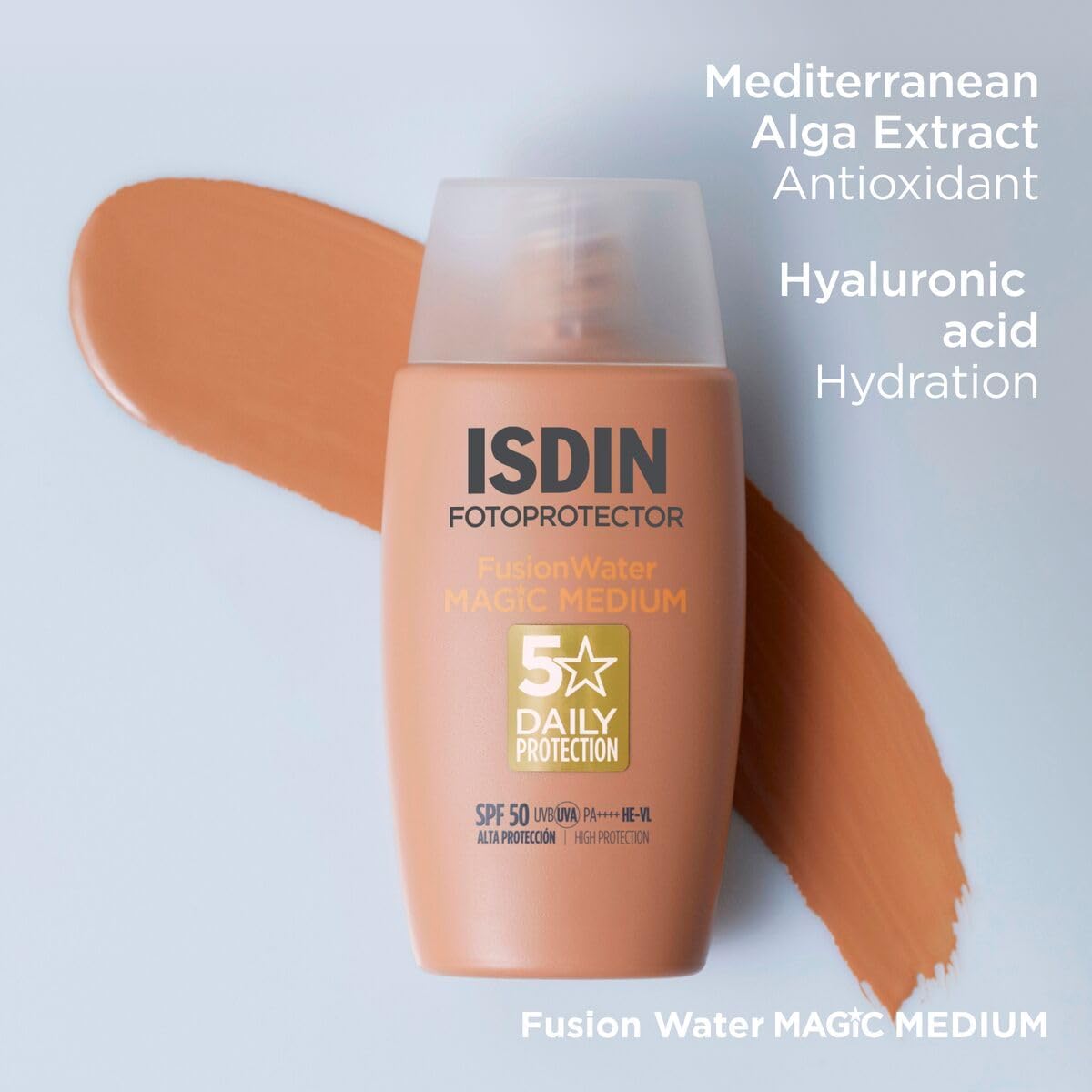 ISDIN Fusion Water Magic Color SPF 50 Medium – Tinted Facial Sunscreen 50ml