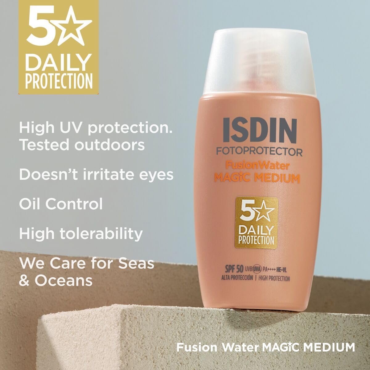 ISDIN Fusion Water Magic Color SPF 50 Medium – Tinted Facial Sunscreen 50ml