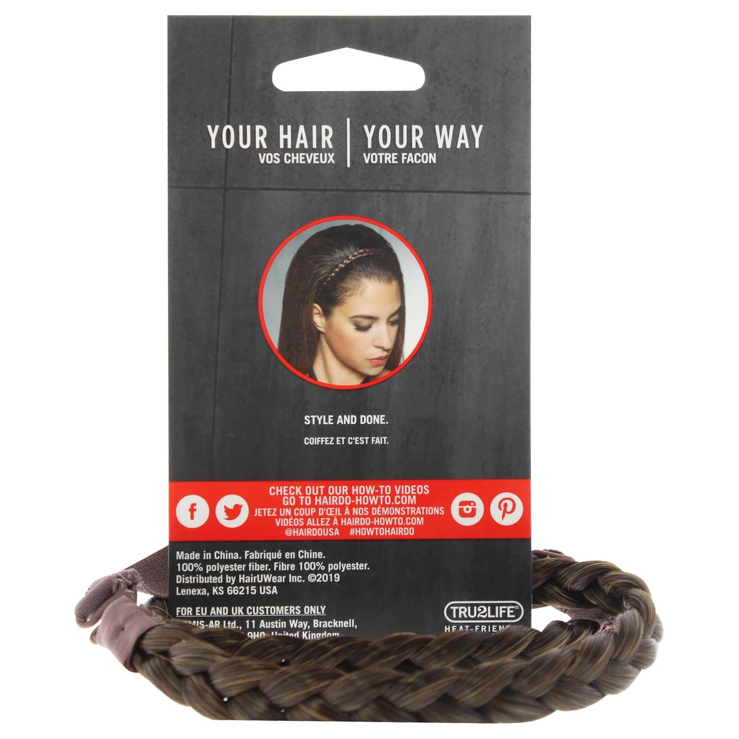 HAIRDO Pop Fishtail Braid Headband – Chocolate Copper, 1pc