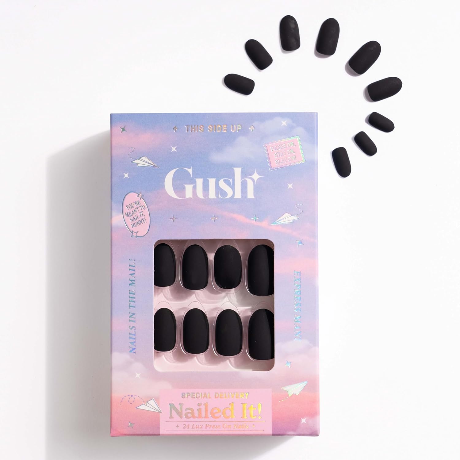 Gush Beauty Nailed It Faux Ongles Réutilisables à Coller – Amande Moyenne - 24 pièces