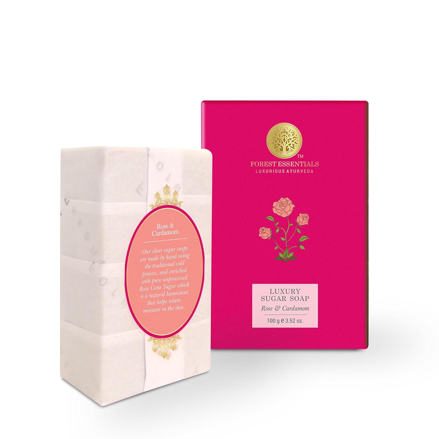 Forest Essentials Rose & Cardamom Handmade Ayurvedic Soap - 100g