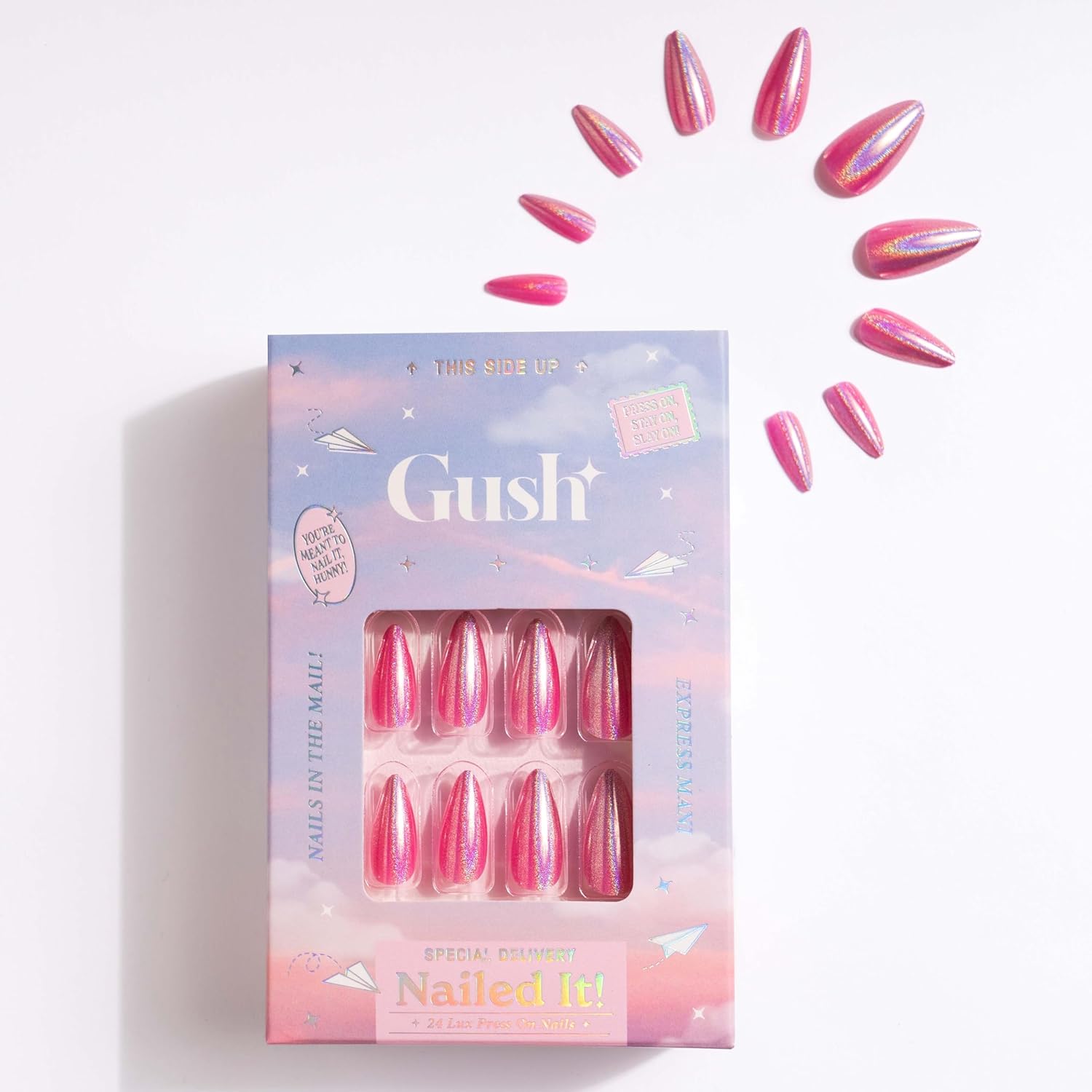 Gush Beauty Nailed It Faux Ongles Réutilisables à Coller – Amande Moyenne - 24 pièces