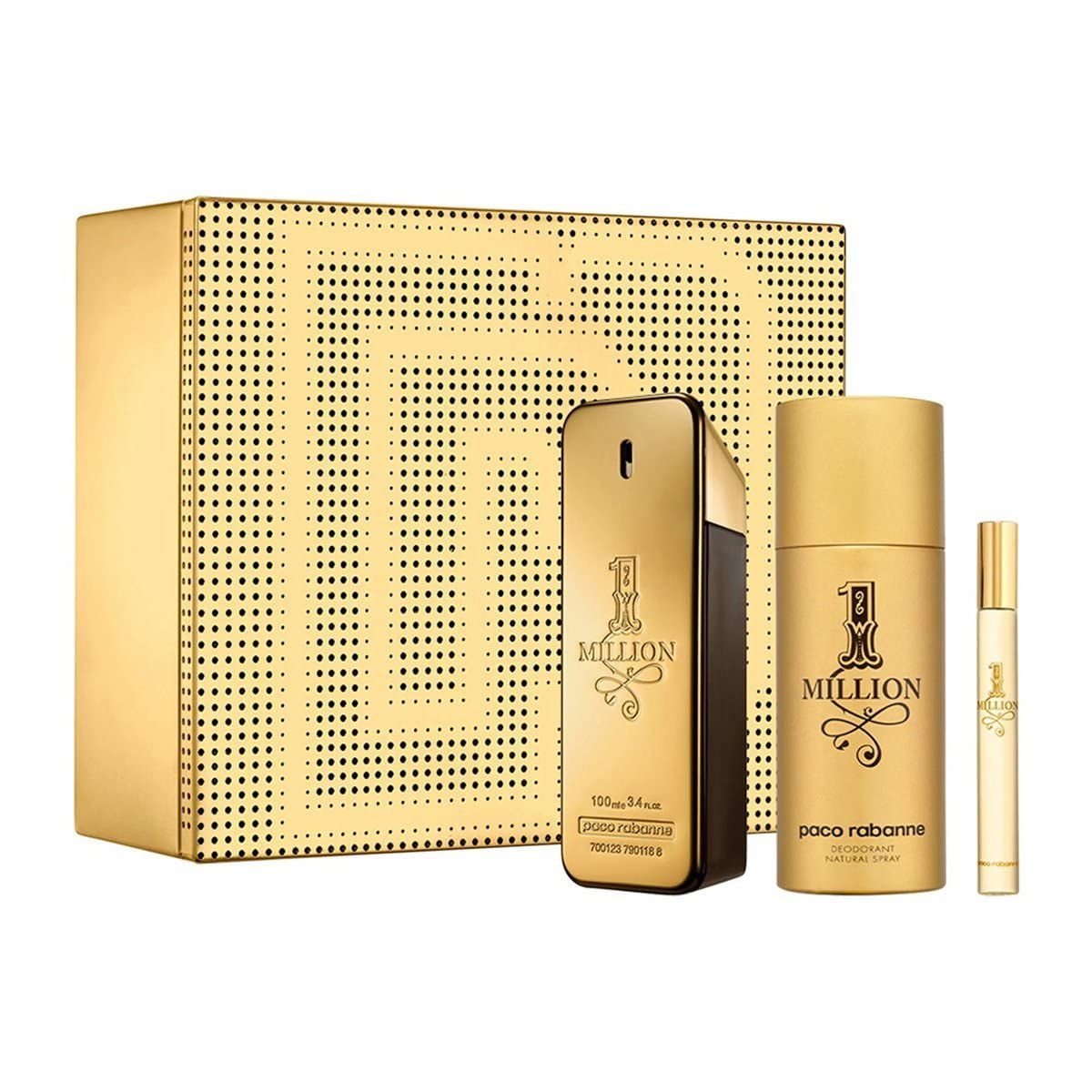 PACO RABANNE 1 MILLION Gift Set – 100ml EDT + 10ml Travel Spray + 150ml Deodorant