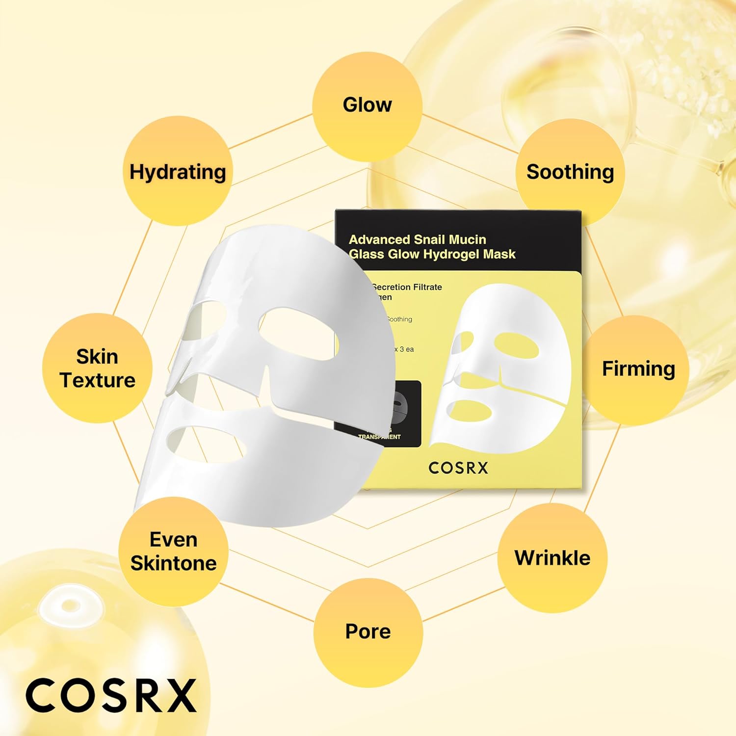 Masque Visage Hydrogel Brillance Verre à la Mucine d'Escargot Avancée Cosrx
