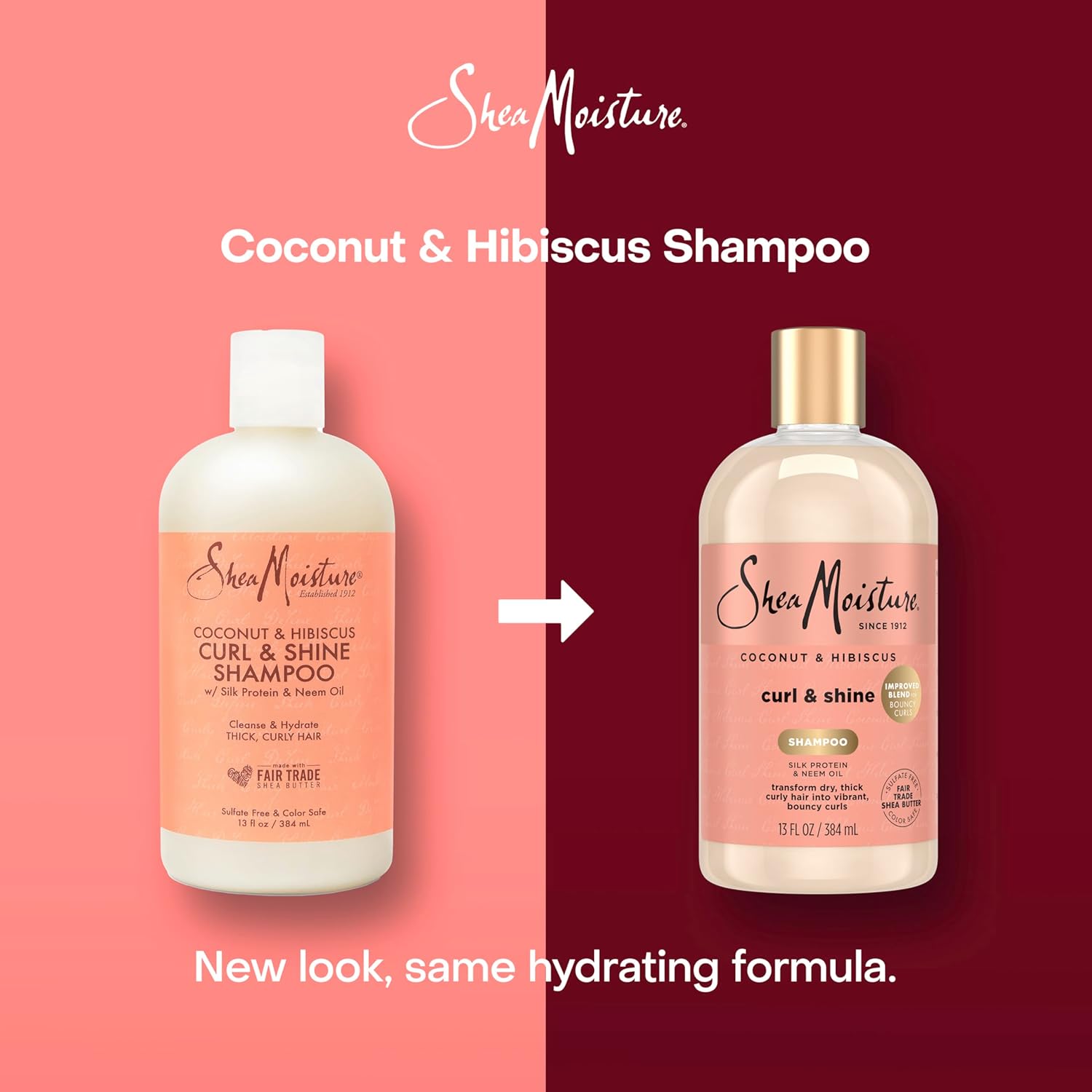 Shampooing Coco et Hibiscus Cheveux Bouclés et Brillants SheaMoisture - 384 ml