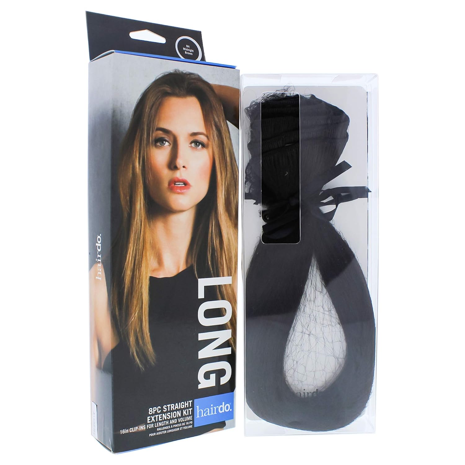 HAIRDO R4 Midnight Brown Straight Hair Extension Kit – 8pcs, 16 Inches