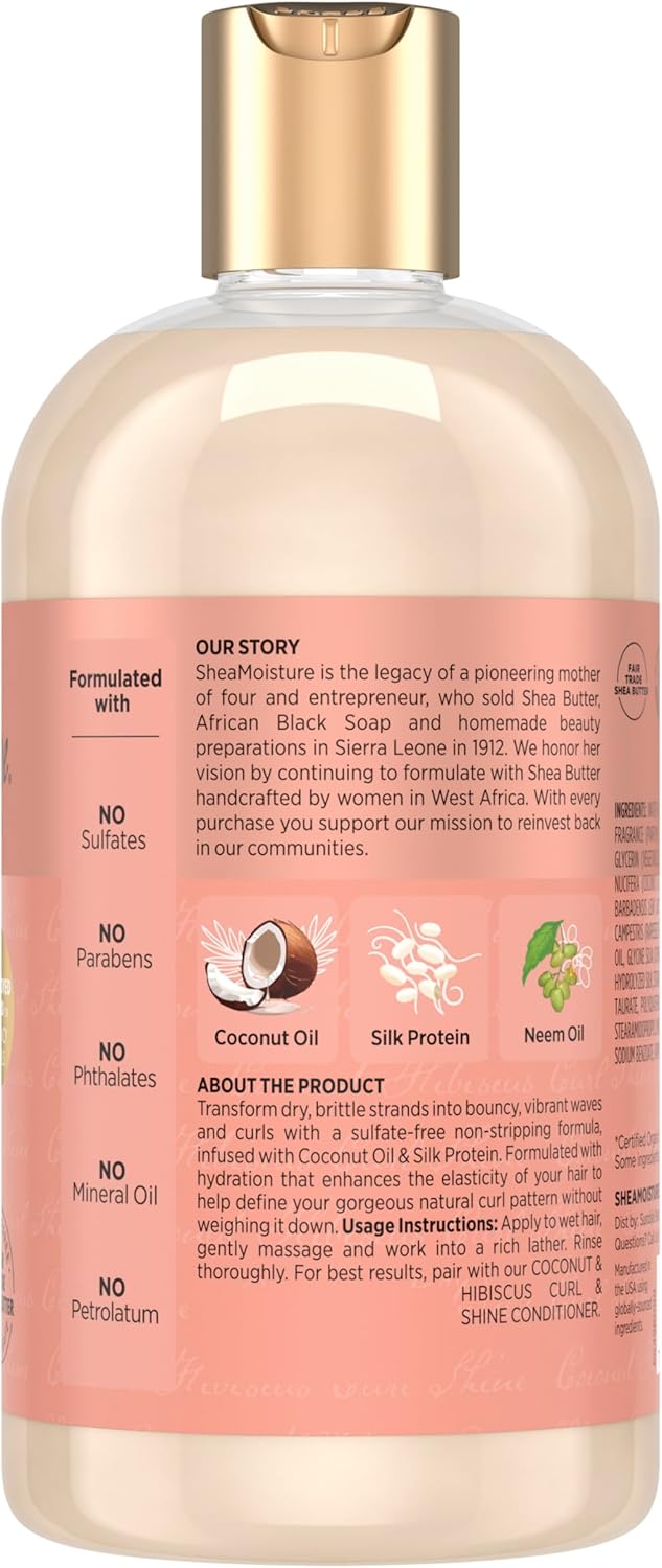 SheaMoisture Curl and Shine Coconut & Hibiscus Shampoo - 384ml