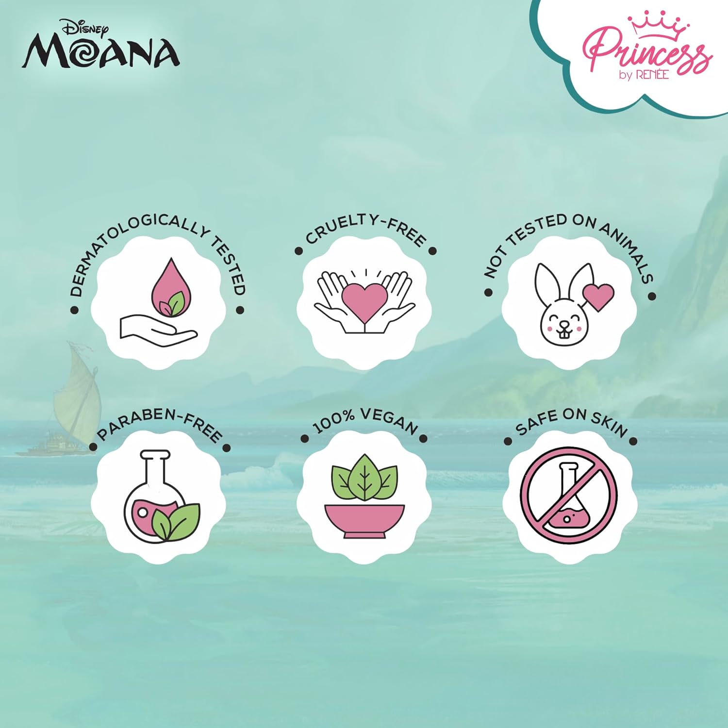 Renee Cosmetics Disney Moana Reusable Stick-On Nails for Pre-Teens