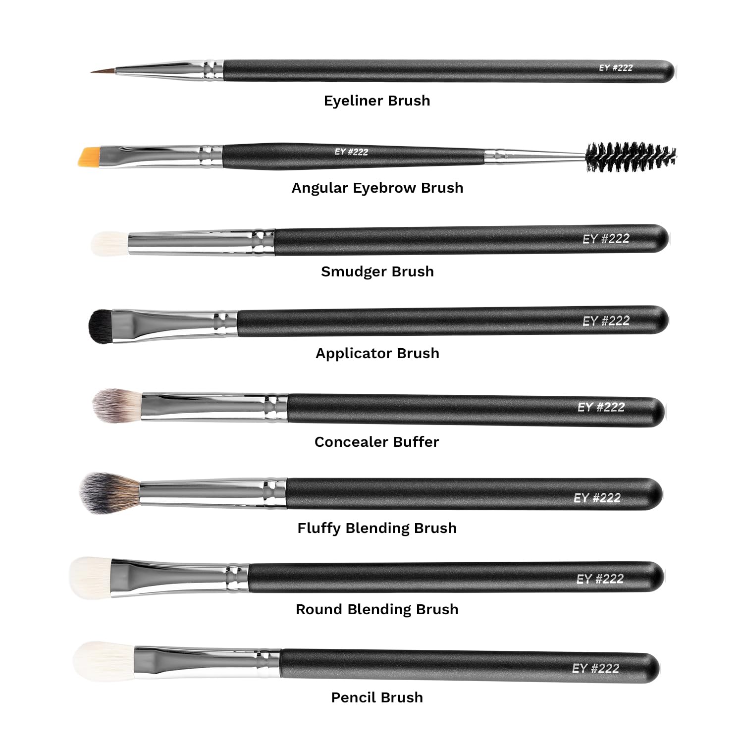 PAC Eye Series Synthetic Bristle Makeup Brush Set - 8 Brushes