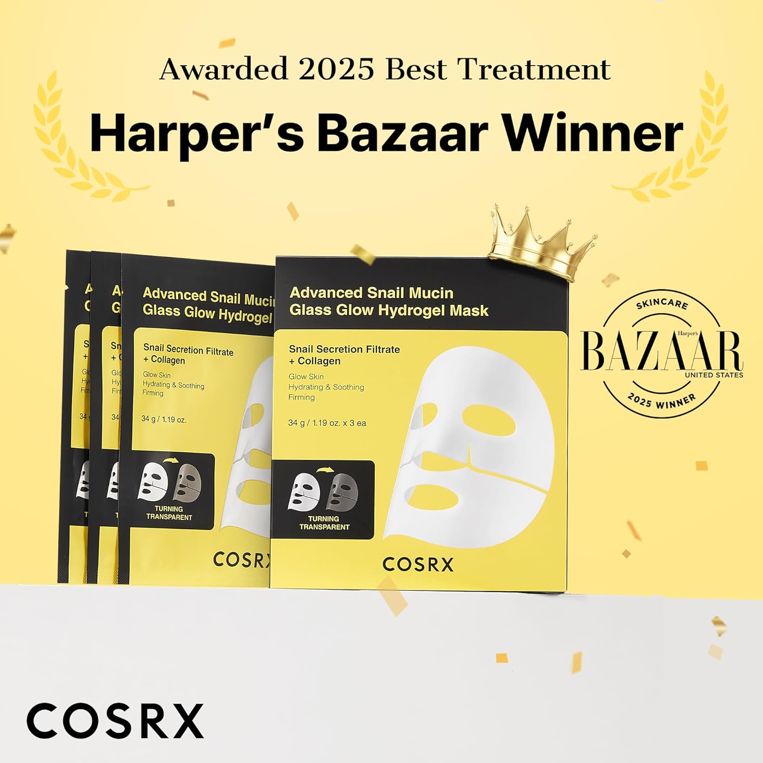 Cosrx Advanced Snail Mucin Glass Glow Hydrogel Face Mask