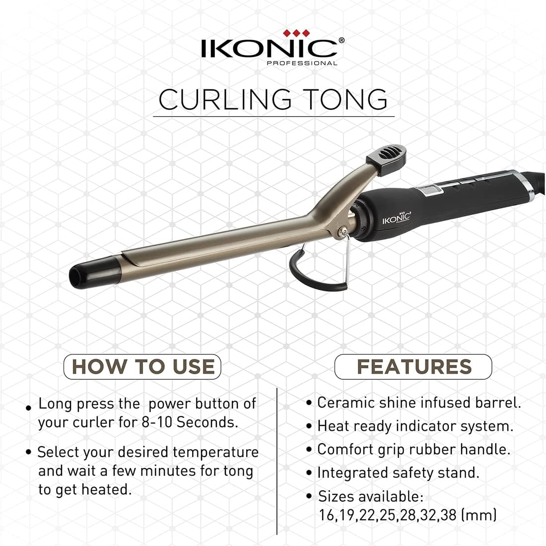 Fer à Boucler Professionnel Ikonic CT-25 Noir 2.0