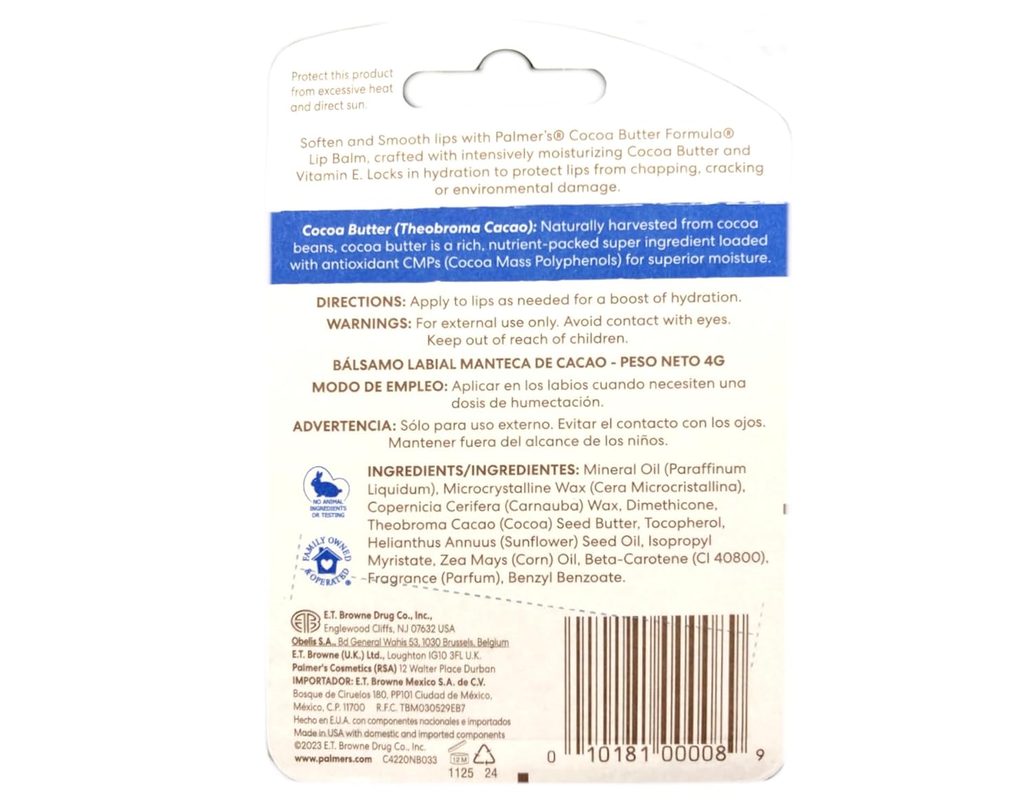 Palmer's Cocoa Butter Formula Lip Balm – Softens Smooths with Vitamin E - 4g