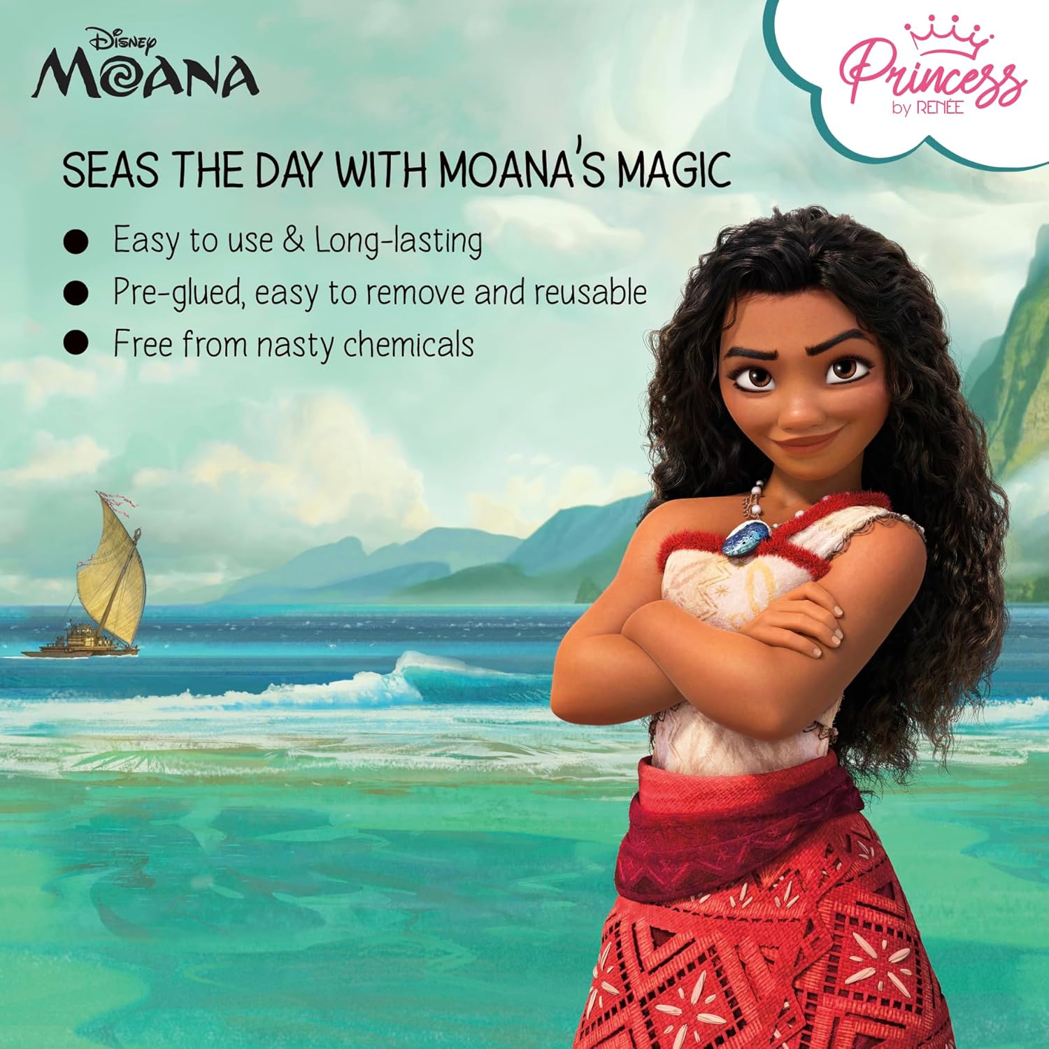 Renee Cosmetics Disney Moana Reusable Stick-On Nails for Pre-Teens