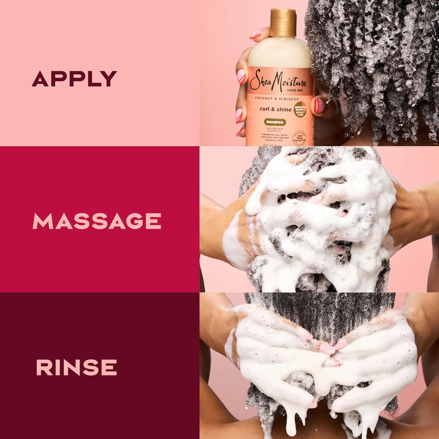 Shampooing Coco et Hibiscus Cheveux Bouclés et Brillants SheaMoisture - 384 ml