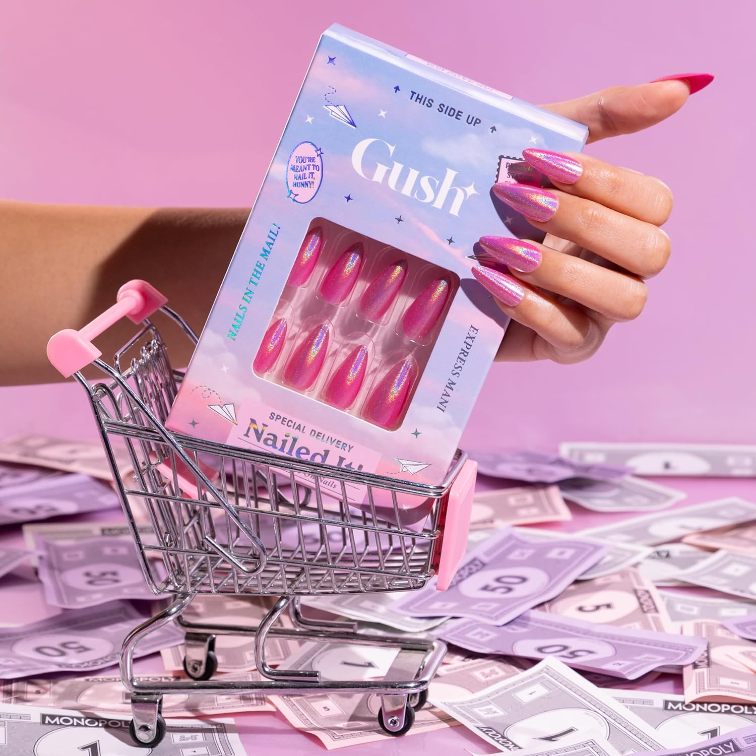 Gush Beauty Nailed It Faux Ongles Réutilisables à Coller – Amande Moyenne - 24 pièces