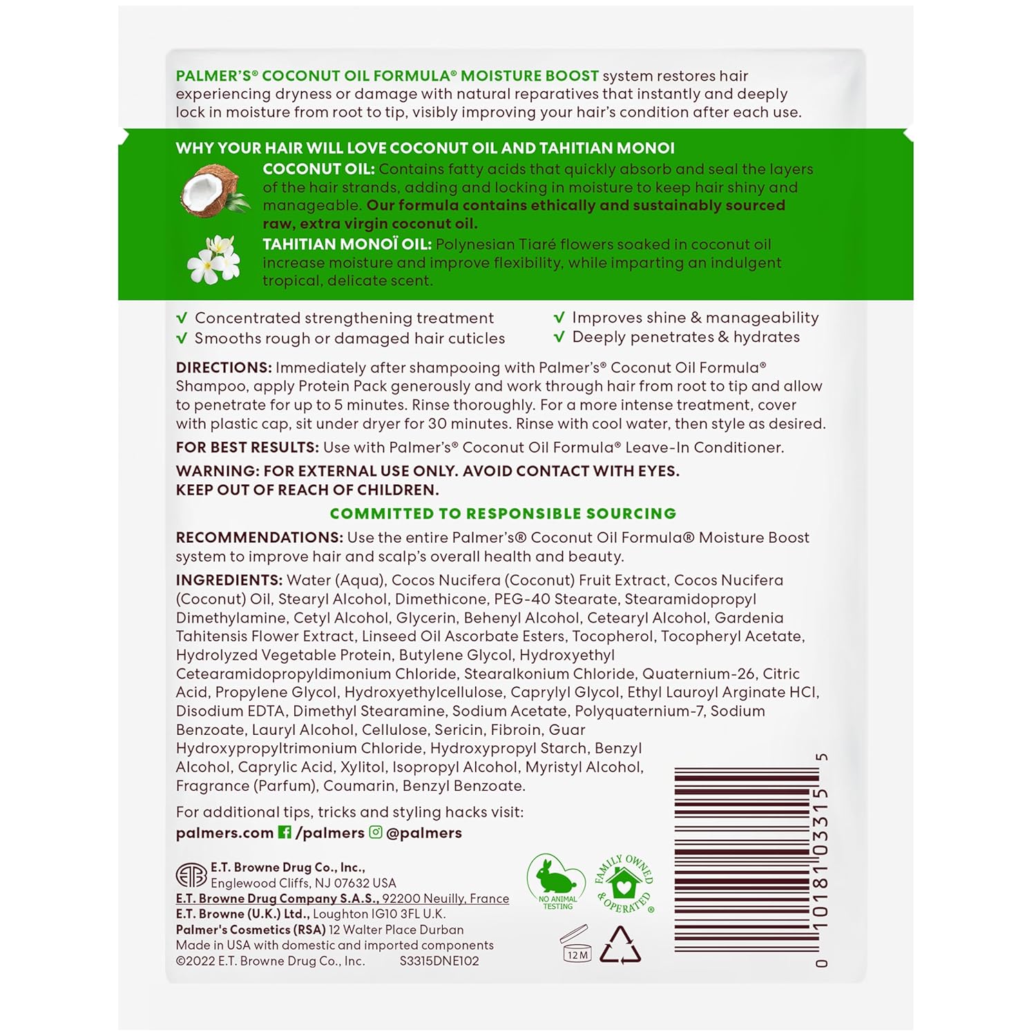 Palmer's Coconut Oil Formula Moisture Boost Protein Pack - 60gm