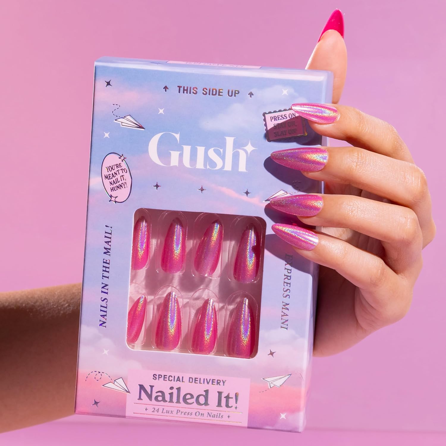 Gush Beauty Nailed It Faux Ongles Réutilisables à Coller – Amande Moyenne - 24 pièces