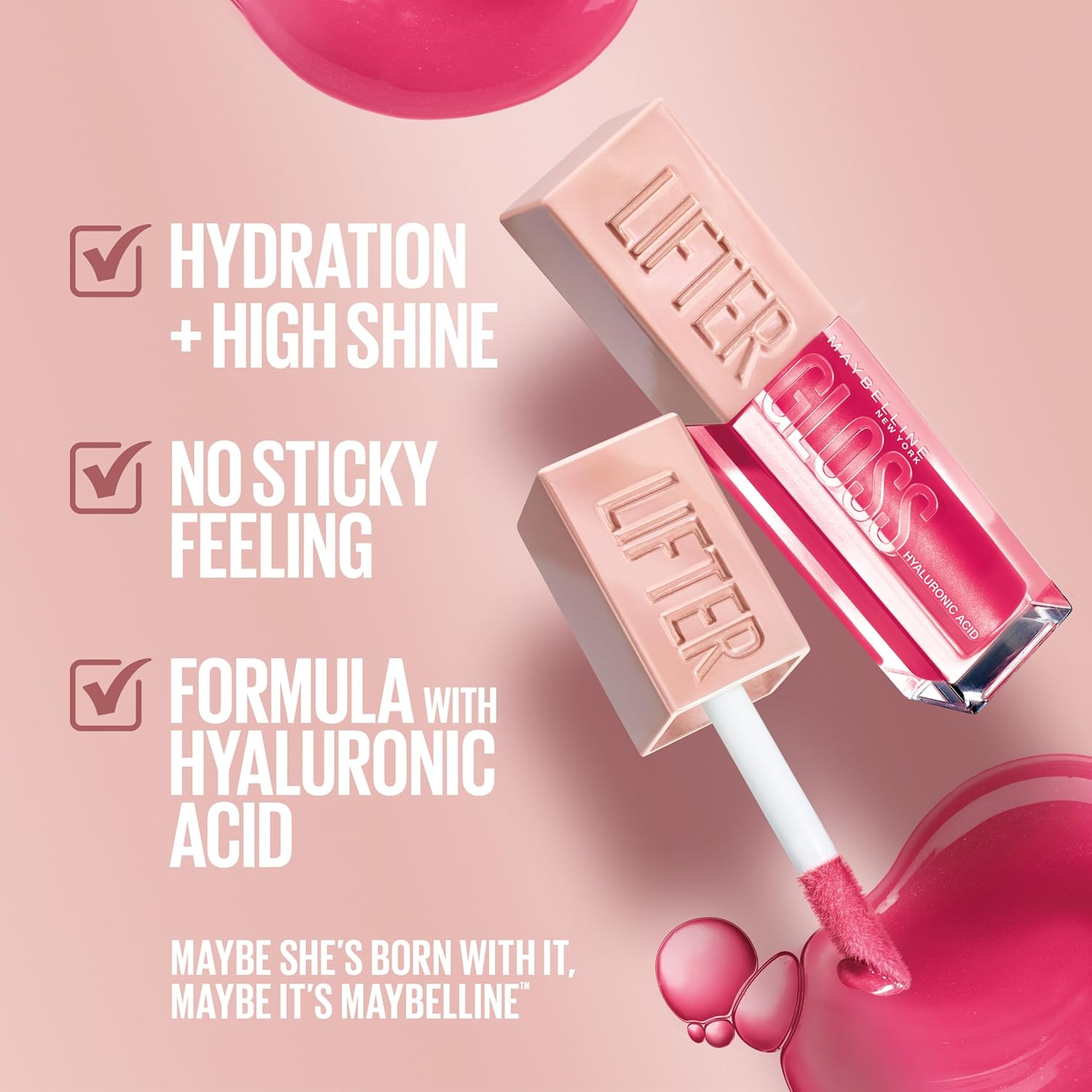Maybelline New York Lifter Gloss – Gloss à lèvres teinté avec acide hyaluronique et brillance longue durée - 5.4ml