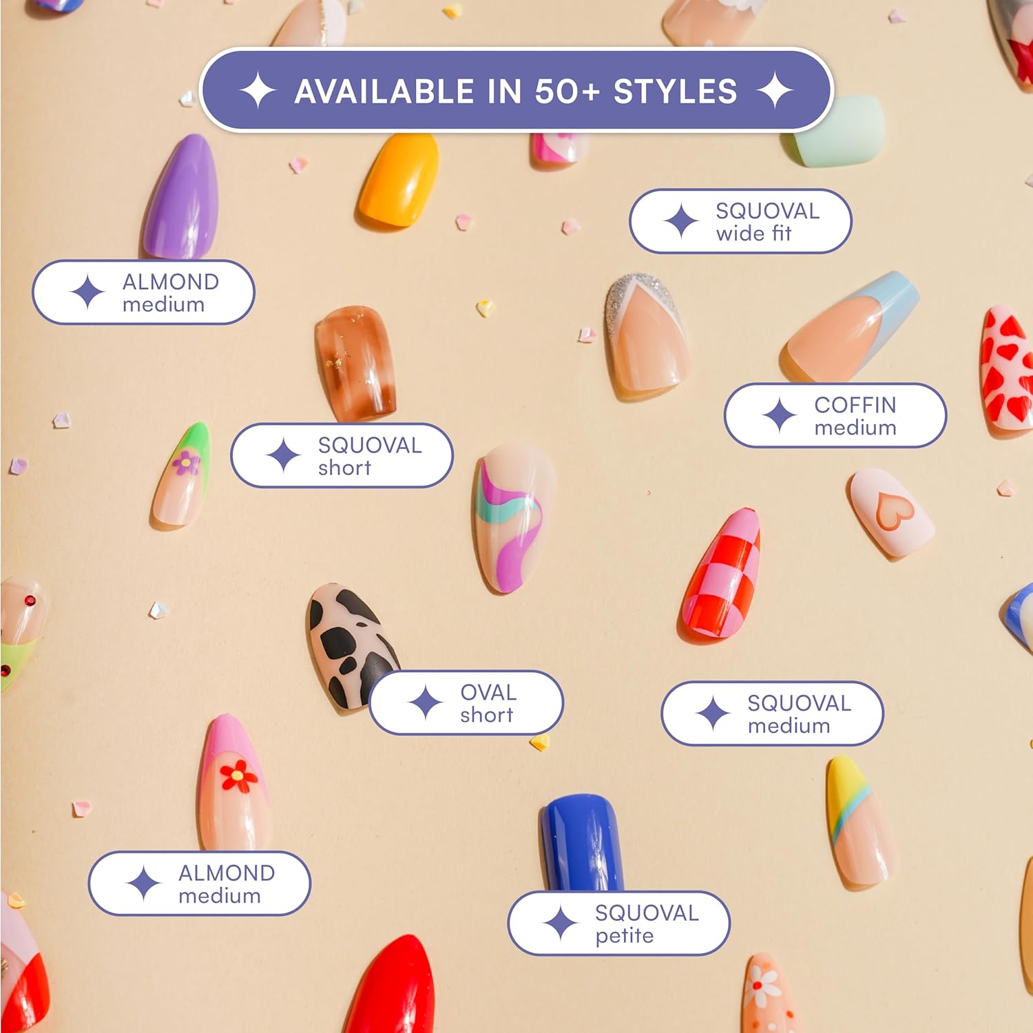 Gush Beauty Nailed It Faux Ongles Réutilisables à Coller – Amande Moyenne - 24 pièces