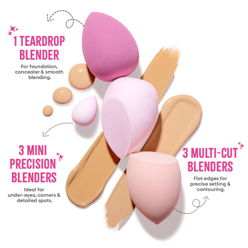 Nykaa Tools Blend It! Jar -7 Makeup Sponges (4 Full Size & 3 Minis) - Ultra Soft & Multi-Functional