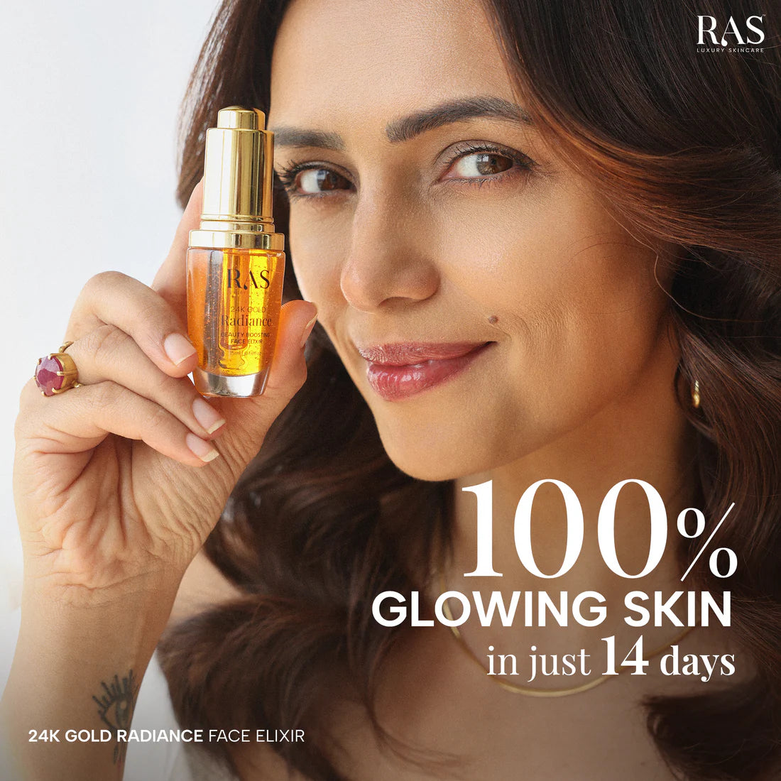 RAS Luxury Oils 24K Gold Radiance Beauty Boosting Face Elixir - 15ml