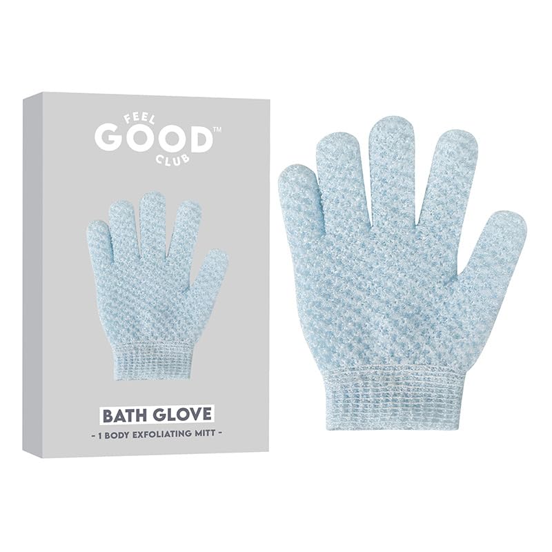 Feel Good Club Exfoliating Bath Glove Heavy-Quality Body Scrubber Mitten - 1 Pc