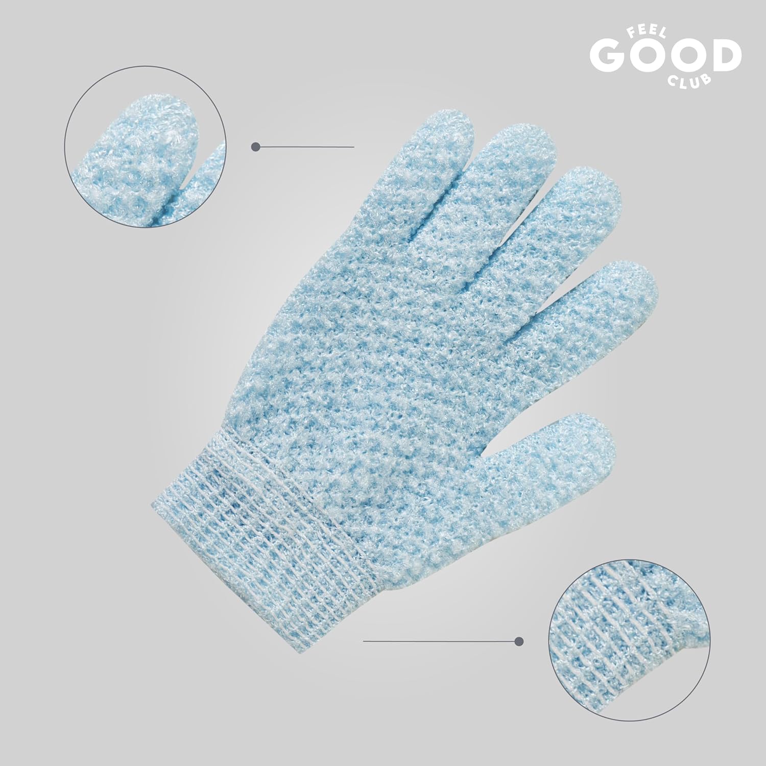 Feel Good Club Exfoliating Bath Glove Heavy-Quality Body Scrubber Mitten - 1 Pc