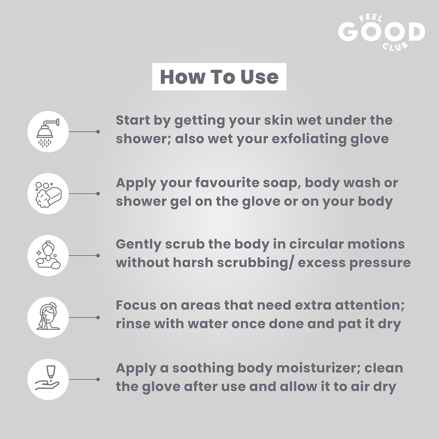 Feel Good Club Exfoliating Bath Glove Heavy-Quality Body Scrubber Mitten - 1 Pc