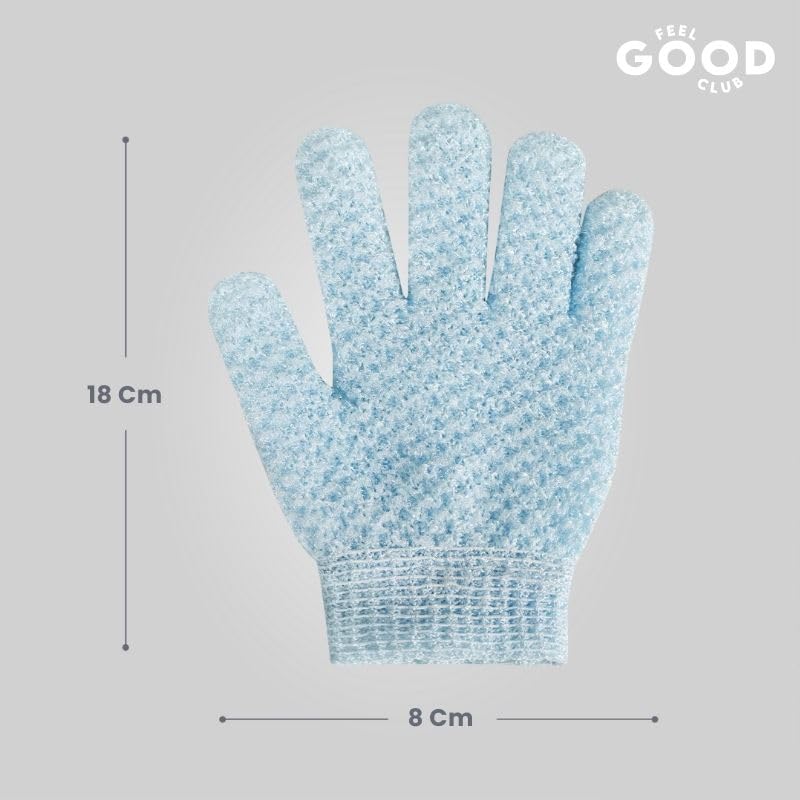 Feel Good Club Exfoliating Bath Glove Heavy-Quality Body Scrubber Mitten - 1 Pc