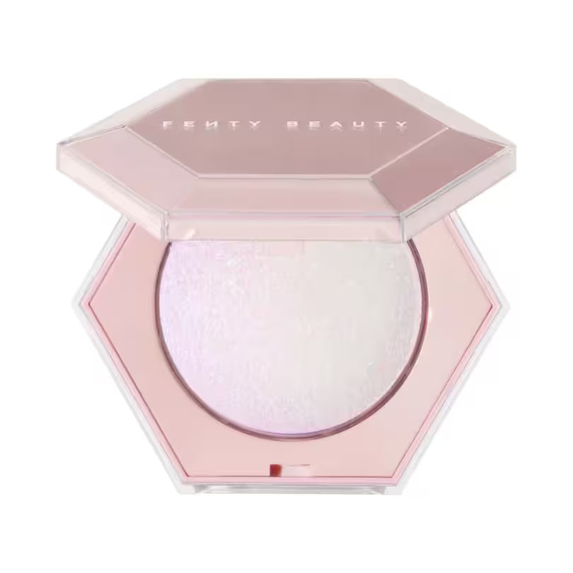 Fenty Beauty diamond bomb all over diamond veil in Pink Ice - pure pink opal sparkle shade.
