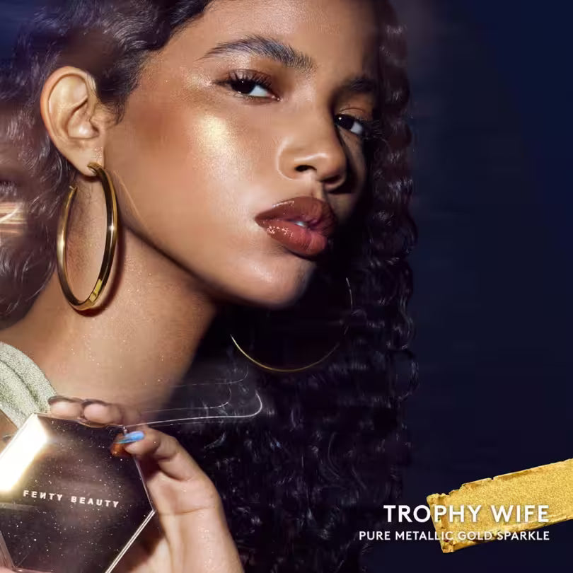 Fenty Beauty diamond bomb all over diamond veil trophy wife look.
